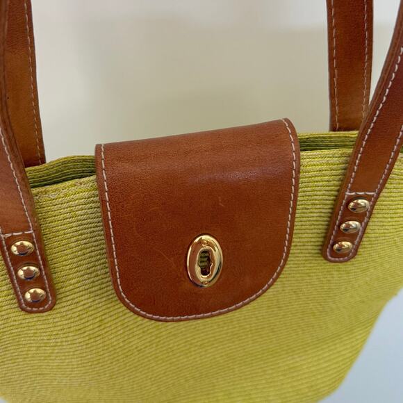 Eric Javits Squishee Raffia Woven Straw Tote Shoulder Bag Green Chartreuse - Picture 5 of 13